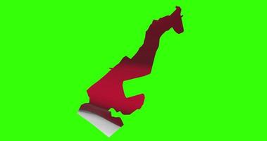 Monaco country shape outline on green screen with national flag waving animation video