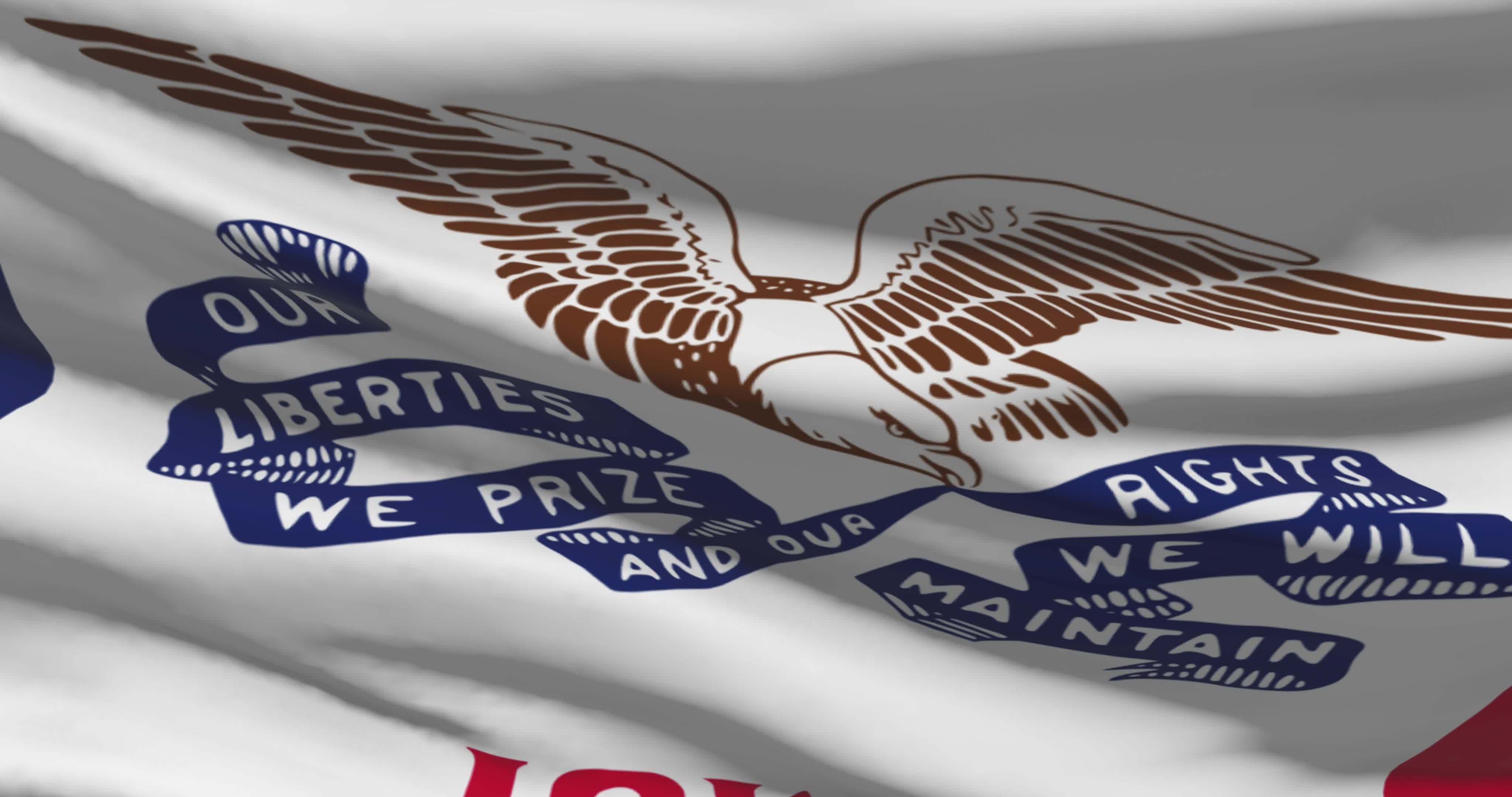 Iowa state flag waving background. 4K backdrop 21087909 Stock Video at