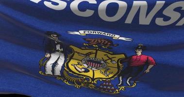 Wisconsin Etat drapeau agitant Contexte. 4k toile de fond video