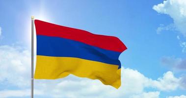 Armenië politiek en nieuws, nationaal vlag Aan lucht achtergrond beeldmateriaal video