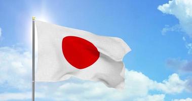 Japan politics and news, national flag on sky background footage video