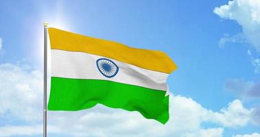 India politics and news, national flag on sky background footage video