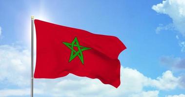 Maroc politique et nouvelles, nationale drapeau sur ciel Contexte métrage video