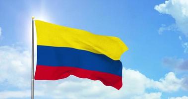 Colômbia política e notícias, nacional bandeira em céu fundo cenas video