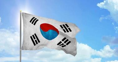 South Korea politics and news, national flag on sky background footage video