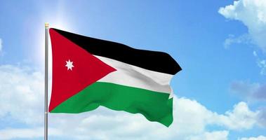 Jordan politics and news, national flag on sky background footage video
