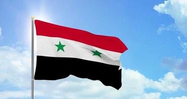 Syria politics and news, national flag on sky background footage video