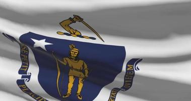 Massachusetts state flag waving background. 4K backdrop video