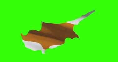 Cyprus country shape outline on green screen with national flag waving animation video