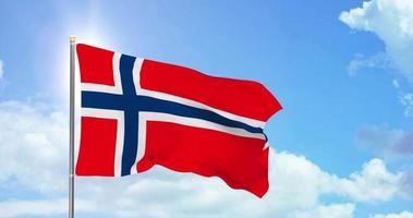 Norway politics and news, national flag on sky background footage video