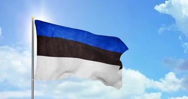 Estonia politics and news, national flag on sky background footage video