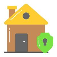 Shield with house denoting vector of home protection, home security icon