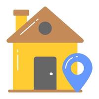 Map pin with house denoting vector of home location, premium icon