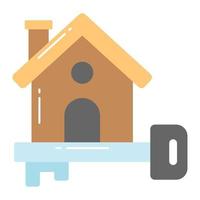 House with key denoting vector of house ownership, editable icon