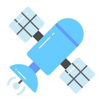 Artificial satellite icon design, space communication vector