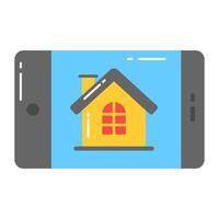 House with mobile showing design vector of real estate application