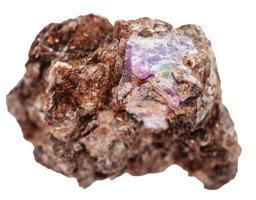 corundum crystal on stone of phlogopite isolated photo