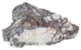 bismuthinite crystals and native bismuth in quartz photo