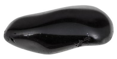 polished black obsidian gemstone isolated on white photo