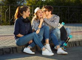 Smiling friends having fun outdoors photo