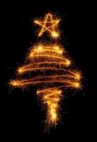 Christmas tree made by sparkler on a black photo