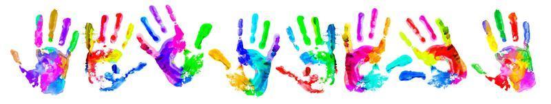 Multi coloured handprints photo