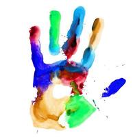 Close up of colored hand print. photo