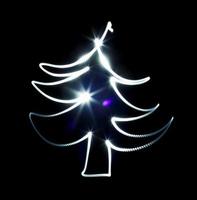 Christmas tree made with blue flashlight on a black photo