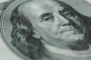 Benjamin Franklin's portrait on one hundred dollar bill photo