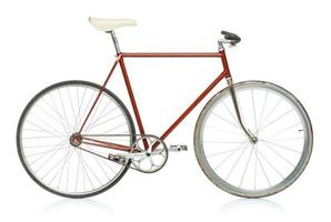 Stylish hipster bicycle isolated on white photo