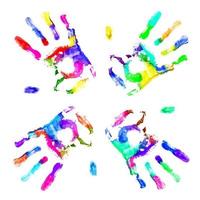 Multicolored hands print photo