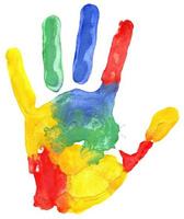 Close up of colored hand print photo