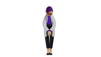 3D illustration. Doctor 3D Cartoon Character. The new doctor made a mistake. The young doctor bowed his body apologetically. The beautiful doctor regretted what he had done. 3D Cartoon Character png