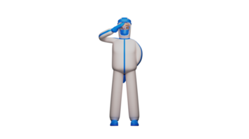 3D illustration. Handsome Paramedic 3D Cartoon Character. The paramedic stood and raised his hands in salute. Paramedic is ready to carry out their duties. 3D cartoon character png