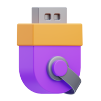 3d rendere illustrazione di chiavetta USB icona, ufficio Materiale png