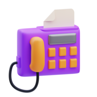 3d render illustration of fax icon, office material png