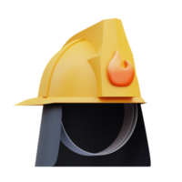 3d illustration of firefighter hat icon, safety tools png