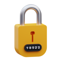 3d render Padlock icon illustration, suitable for safety design themes, user manual themes, web, app etc png