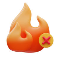 3d render Fire sign icon illustration, suitable for safety design themes, user manual themes, web, app etc png