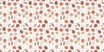 Retro brown Beige Easter spring seamless pattern with willow twigs and Easter eggs png