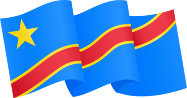 Democratic Republic of the Congo flag wave isolated on png or transparent background