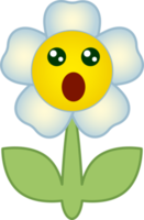 Flower emoticon. Flower cartoon character with face. PNG with transparent background