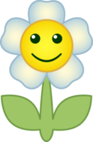 blomma uttryckssymbol. blomma tecknad serie karaktär med ansikte. png med transparent bakgrund