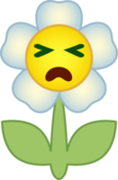 flor emoticono flor dibujos animados personaje con rostro. png con transparente antecedentes