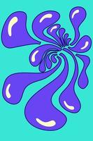 Abstract wave trippy poster blue color. Simple psychedelic wave. Modern vector illustration in style y2k retro. Swirl pattern aesthetic.