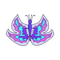 Y2k butterfly in abstract style on white background. Flower power. Y2k aesthetic. Vector illustration design. 90s, 00s butterfly isolated