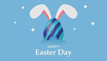 Happy Easter Day Design. illustration of a colorful egg with cute bunny ears. vector