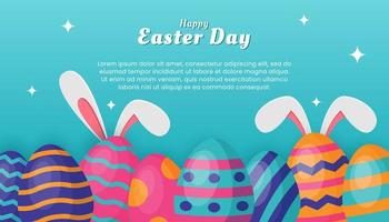 Easter Day Banner with colorful egg with cute bunny ears vector