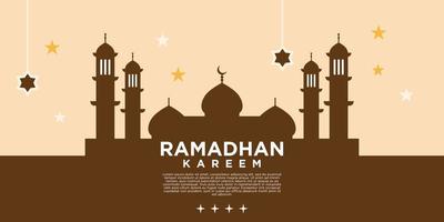 Ramadan Kareem Background with Mosque. Banners, Posters, Greeting Cards. Vector illustration.