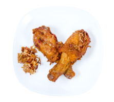 Fried Chicken Drumstick on white dish isolated png